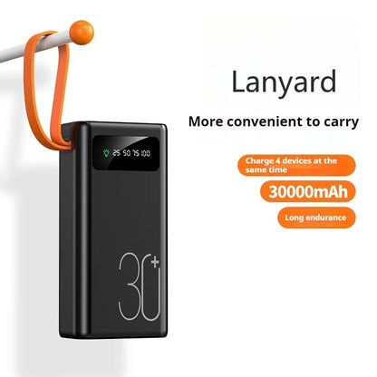 High-Capacity Power Bank 30000mah 4USB Type-c Mobile Power Supply Outdoor Travel Camping Lights Power Bank 30000mAh
