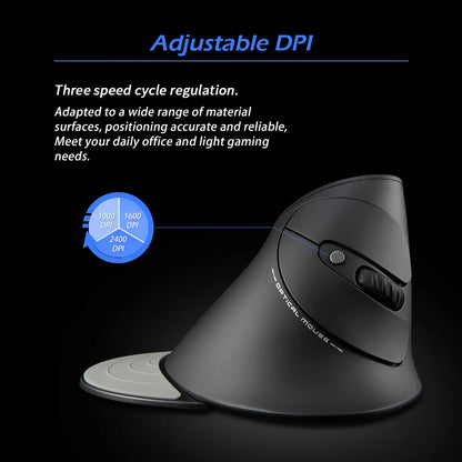 ZELOTES F-17 2.4GHz Wireless Right-Handed Gaming Mouse Vertical Optical Design RGB Backlit 6 Keys with 3 Adjustable DPI