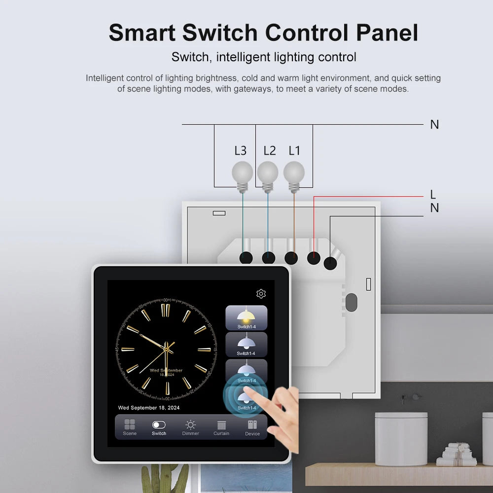 2025 Smart Lighting Control Touch Panel, With Tuya Zigbee 4 Inch In-wall Smart Home Touch Screen Panel