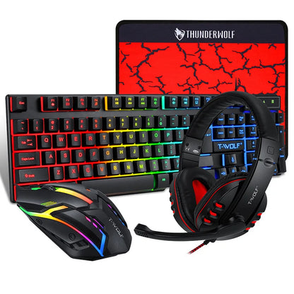 4 In1 Colorful Backlit Mouse and Large Size Mousepad and Gaming Headset and Keyboard Free Shipping
