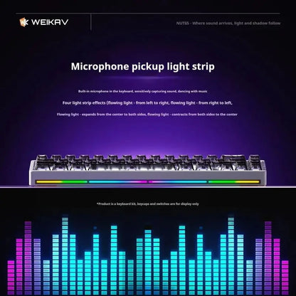 Weikav Nut65 Tri-Mode 6000mAh Mechanical Gaming Keyboard Kit QWERTY Wired/Wireless ARGB Rhythm DIY AO&EP Sound Reactive Lighting