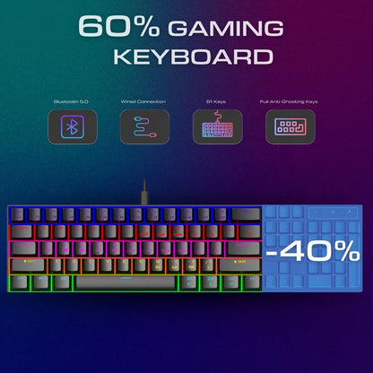 CK23 61-key Three-mode Mechanical Mini Keyboard Brown Switch E-sports Gaming Keyboard