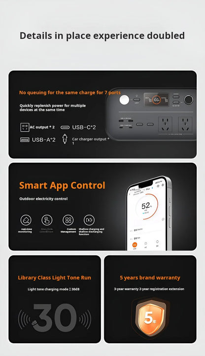 Electric Waiter. Outdoor Power Supply 2000W Fast Charging 1.26 Degree Mobile Power Supply 1000Plus High-power Self Driving Campi