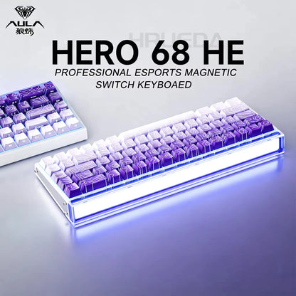 AULA HERO 68HE AIR INSTOCK 3-Mode Magnetic Switch Gaming Keyboard&Mouse E-sport Custom Mechanical Wired Keyboard Accessories