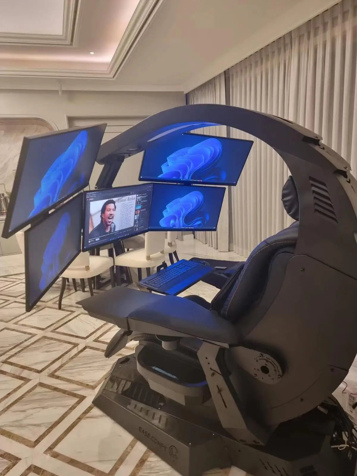 Cluvens Manticore Home Office zero Gravity Workstation Gaming Rig Computer Workstation Leather High Back Support up to 5 Monitor