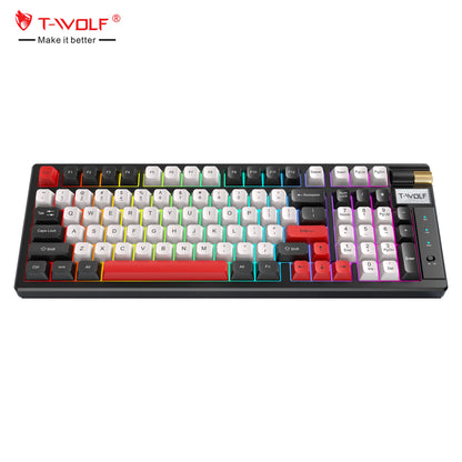 T-WOLF T70 97% Layout with Knob Keyboard 97 Key Hot-Swappable Anti-Ghosting Red Switch RGB Backlit Mechanical Pc Gaming Keyboard