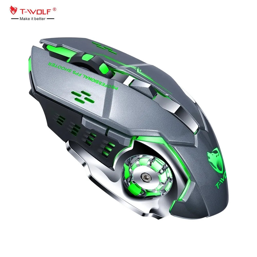 T-WOLF Q13 OEM/ODM 2.4G BT Wireless Mouse Mobile Supported Hyper Speed Wireless Rgb Backlit 6d Gaming Pc Mouse