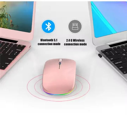 Rechargeable BT Wireless Mouse with 2.4GHz USB RGB 1600DPI Mouse for Computer Laptop Tablet PC Gamer Gaming Mouses