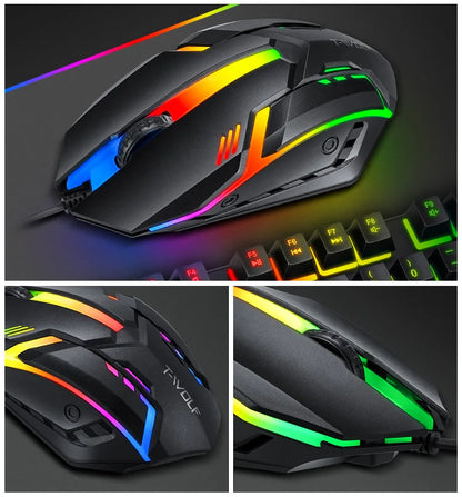 4 In1 Colorful Backlit Mouse and Large Size Mousepad and Gaming Headset and Keyboard Free Shipping