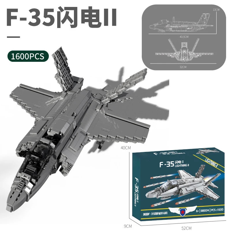 F-35 American Stealth Fighter 1:20 Scale Plastic Assembly Building Block Slot Toy for Age 3+