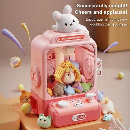 Children Grasp Doll Machine Toy Mini Electronic Clawing Doll Machine Household Electric Pinch Small Doll Twisted Egg Machine Toy