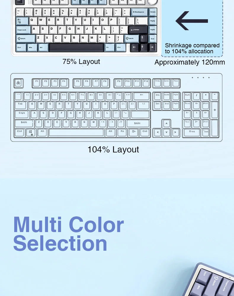 AULA F75 Mechanical Keyboard Wired/2.4G Wireless RGB PBT 75% Layout Gasket Customized PC Gaming Keyboard