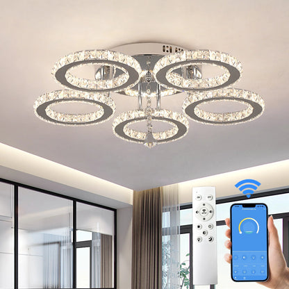 Modern 3500K LED Crystal Smart Lighting Ceiling Light for Living Room