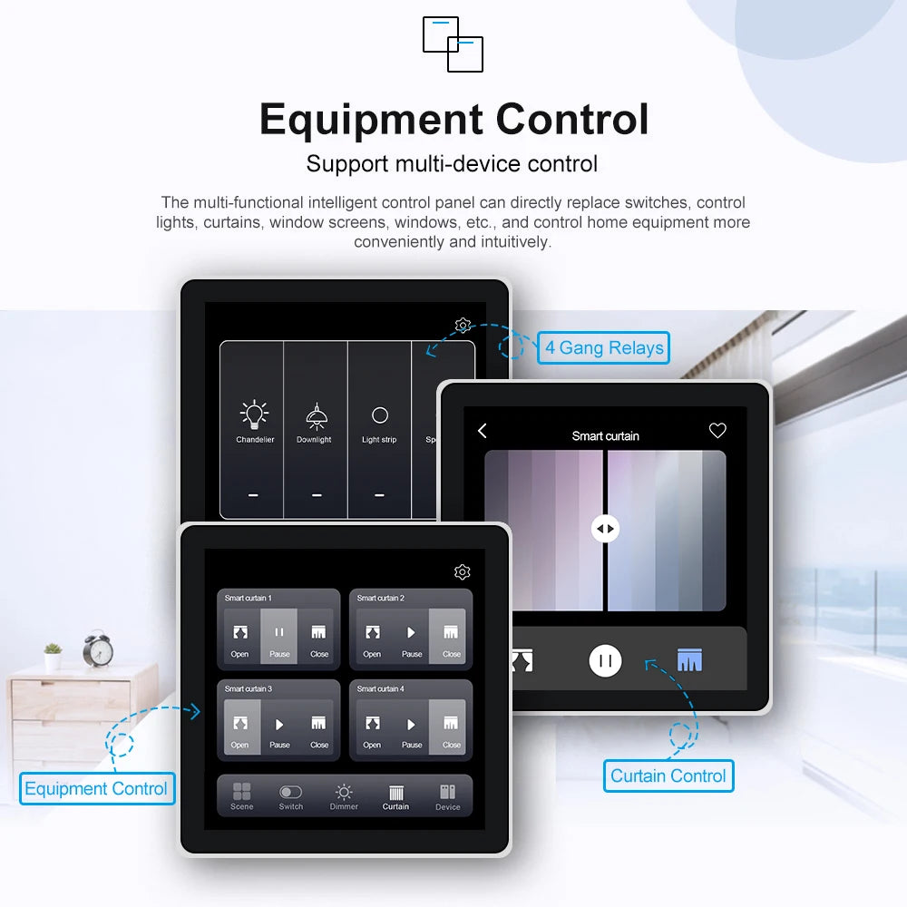 2025 Smart Lighting Control Touch Panel, With Tuya Zigbee 4 Inch In-wall Smart Home Touch Screen Panel