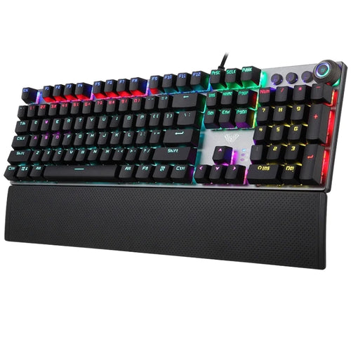 Wholesale AULA F2088 Wired USB 108 Keys Blue Switch 7-RGB Color Lighting Mixed Metal  Mechanical Gaming Keyboard