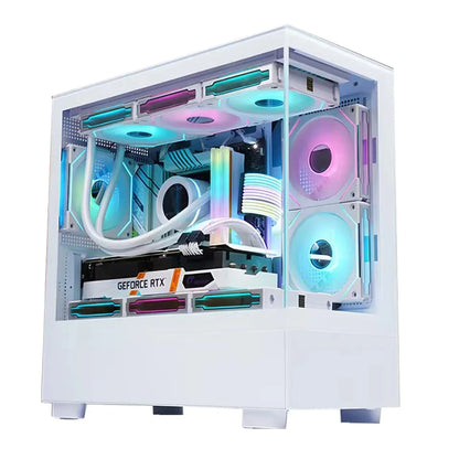 GAMDIAS ATX Mid-Tower Gaming PC Case Includes 3 X 120mm ARGB Fans High Airflow Mesh Audio Ports Front Tempered Glass Side Panel