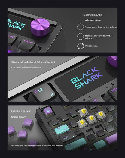 PC Gift Tri Mode 0.1RT Inductance Switch Custom Gaming Keyboard RGB 84 Keys Black Shark Magnetic Switch Mechanical Keyboard