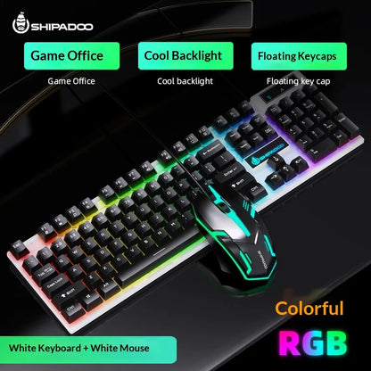 SHIPADOO D500 104 Keys Wired Gaming Keyboard Mouse Combo RGB Backlight USB Wired Gaming Keyboard