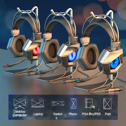 Soyto Factory OEM G15 Wired Gaming Headset RGB LED Lights Surround Sound for PC PS4 PS5 Laptop with Mic Stereo Audio Wholesale