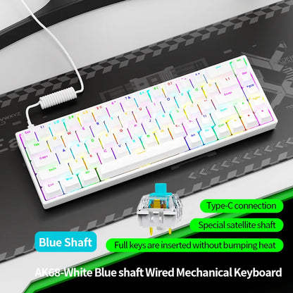 Luminous Mechanical Gaming Keyboard 68 Keys Wired Desktop & Laptop Blue & Red Switches
