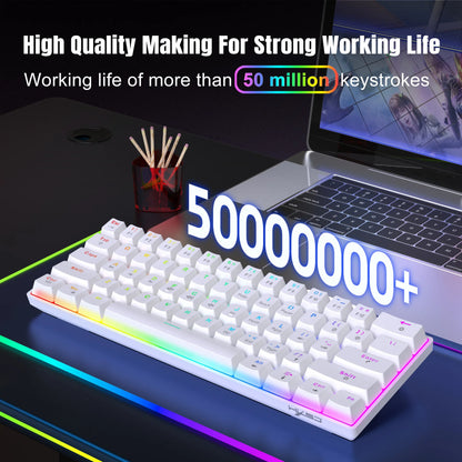 Blue Red Switch 60% USB Wired 61 Key Small Mini Mechanical Computer Gaming Keyboard