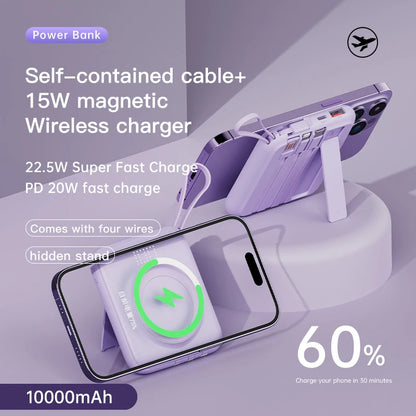 Q12 Mini Magnetic Wireless Power Bank Holder Portable Hanging Rope Design Fast Charging Mobile Power Bank 10000mAh 20W
