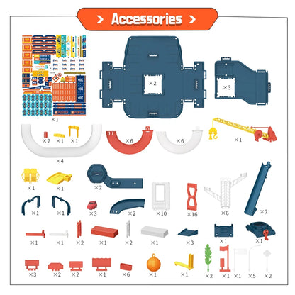 Children's Track Toy Simulated Parking Lot with Double Slide Toy Set Boys' Educational Holiday Birthday Gift Toy Set