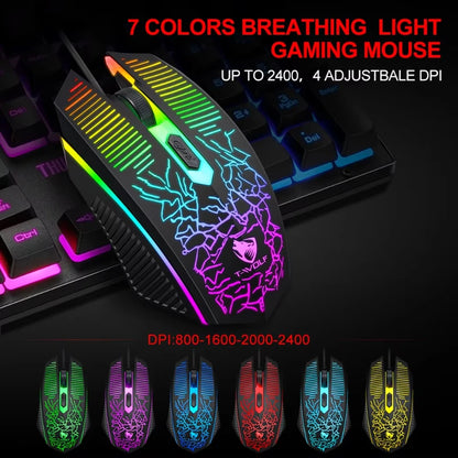 Hot Sale 4 in 1 Portable Wired Gaming Keyboard and Mouse Mousepad Headphone 4 in 1 Combos LED Light Gaming Set for Computer