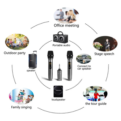 K380S Microphone Bundle Lapel Mic Microphone Video Mic UHF Handheld Wireless Microphone Mic 2 Mic & 1 Receiver For Family KTV
