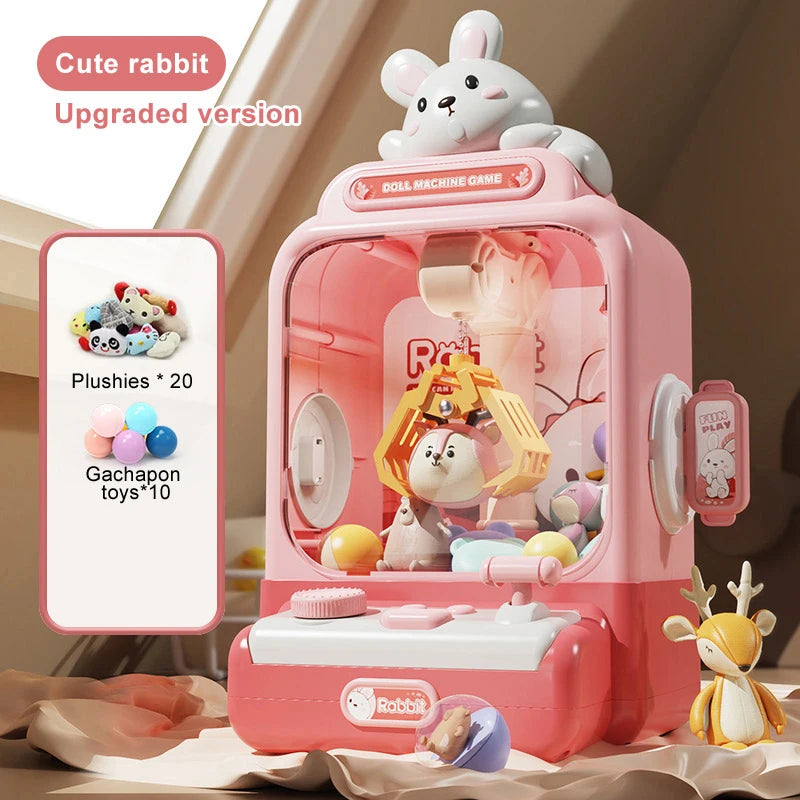 Children Grasp Doll Machine Toy Mini Electronic Clawing Doll Machine Household Electric Pinch Small Doll Twisted Egg Machine Toy