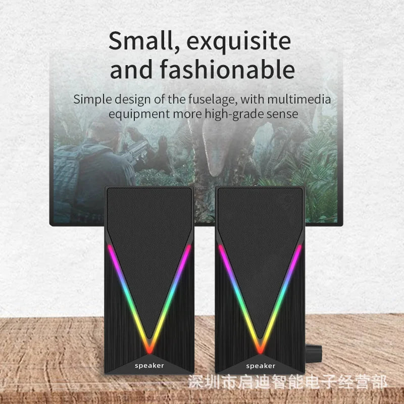 E-1062 High Quality Computer Cable Bass Cannon RGB LED Lighting 3D Stereo Surround Sound 2-Piece Desktop E-sports Gaming Speaker