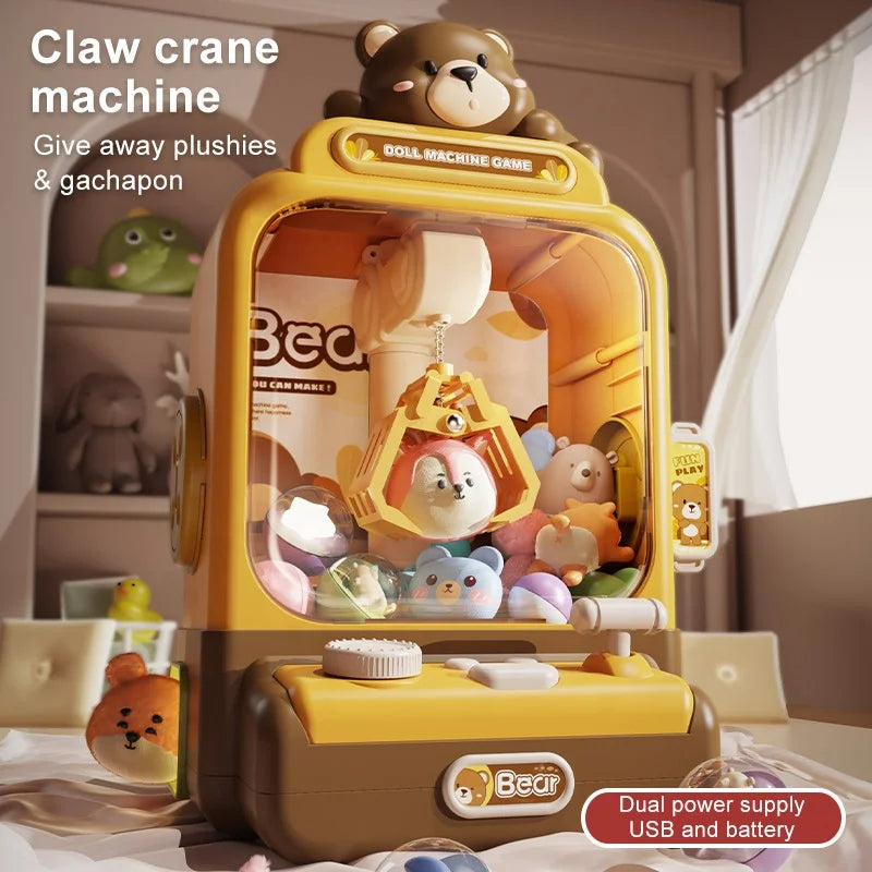 Children Grasp Doll Machine Toy Mini Electronic Clawing Doll Machine Household Electric Pinch Small Doll Twisted Egg Machine Toy