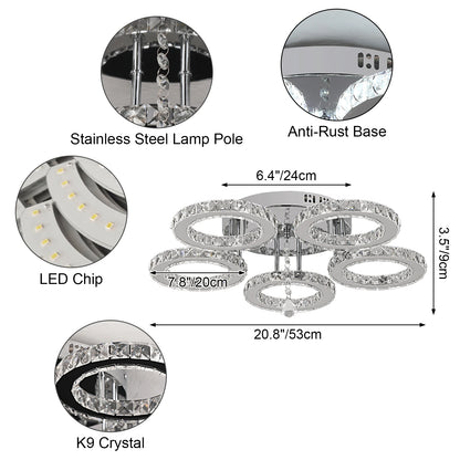 Modern 3500K LED Crystal Smart Lighting Ceiling Light for Living Room