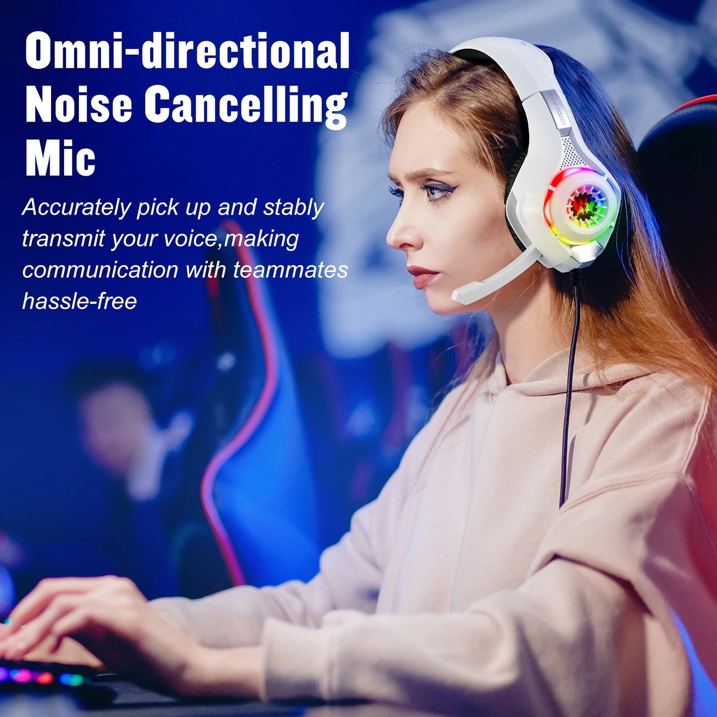 Wire Gaming Professional Sports DJ On-Ear Foldable Bass Mic HIFI Stereo Headset Headphones Microphone Wired RGB LED Leather