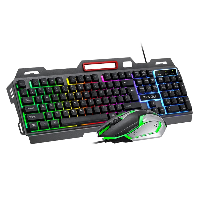 New Design RGB TF600 Gaming Keyboard and Mouse Combo,LED Backlight Mechanical Iron Feel Keyboard 4D Gaming Mouse Keyboard Set