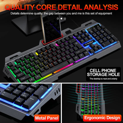 New Design RGB TF600 Gaming Keyboard and Mouse Combo,LED Backlight Mechanical Iron Feel Keyboard 4D Gaming Mouse Keyboard Set