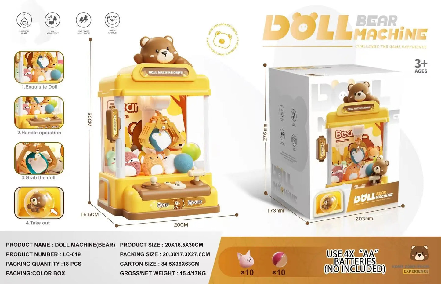 Children Grasp Doll Machine Toy Mini Electronic Clawing Doll Machine Household Electric Pinch Small Doll Twisted Egg Machine Toy