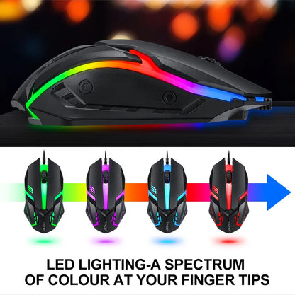4 In1 Colorful Backlit Mouse and Large Size Mousepad and Gaming Headset and Keyboard Free Shipping
