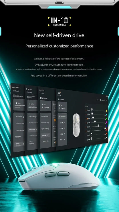 Inphic IN10 3D Ergonomic Lightweight Rechargeable for 2.4GHz Wireless Mouse Programmable 6 Buttons RGB Backlit Gaming