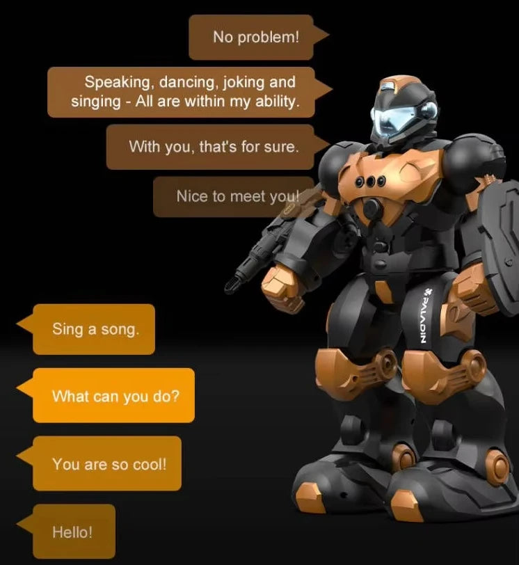 Intelligent Voice-Controlled 2.4G Electric RC Robot Toy with LED Lights Singing Dance and Educational Features for Kids BG1548