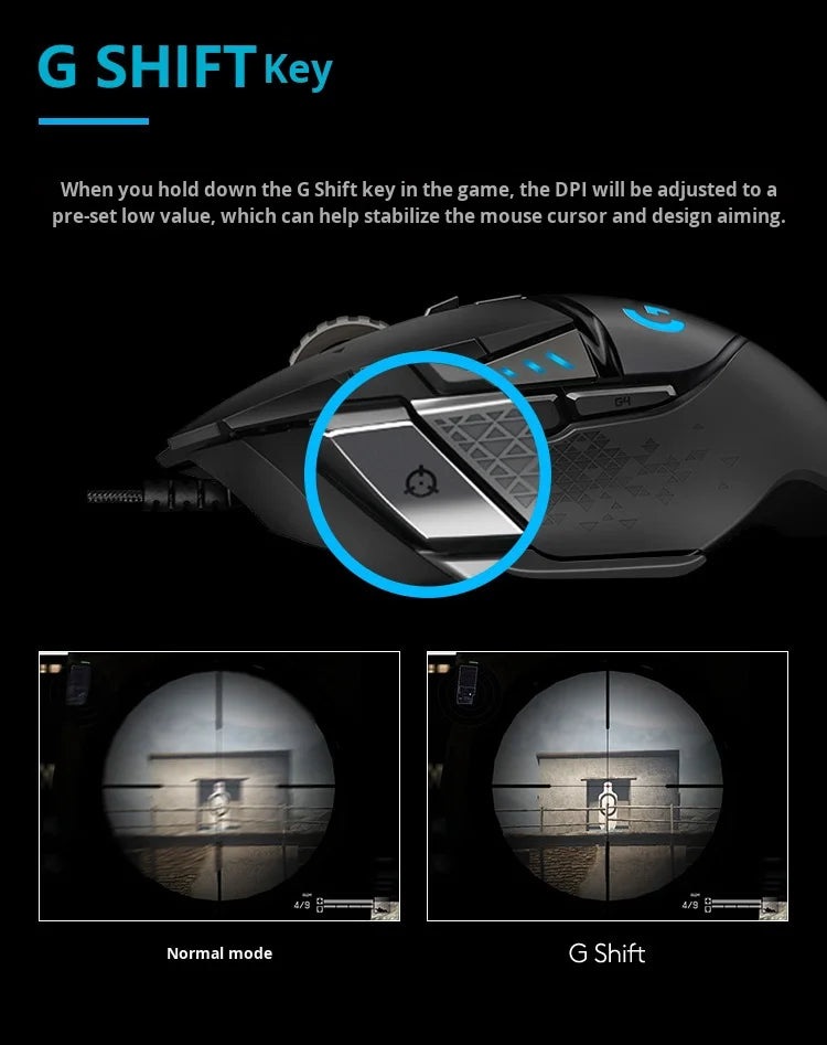 Fully Upgraded for Logitech G502 Hero Wired Gaming Mouse with 16000Dpi RGB Lighting Right-handed Orientation