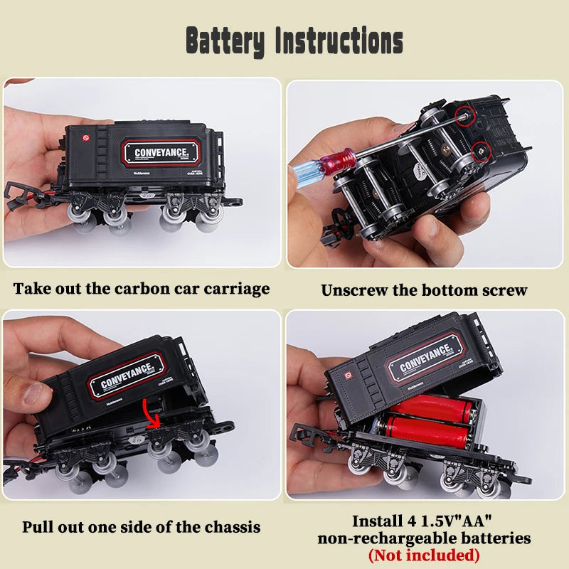 Classical Railway Train Slot Toys ABS Water Steam Locomotive Add Water to Smoke Electric Train Set with Light & Sound