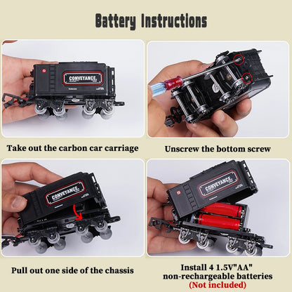 Classical Railway Train Slot Toys ABS Water Steam Locomotive Add Water to Smoke Electric Train Set with Light & Sound