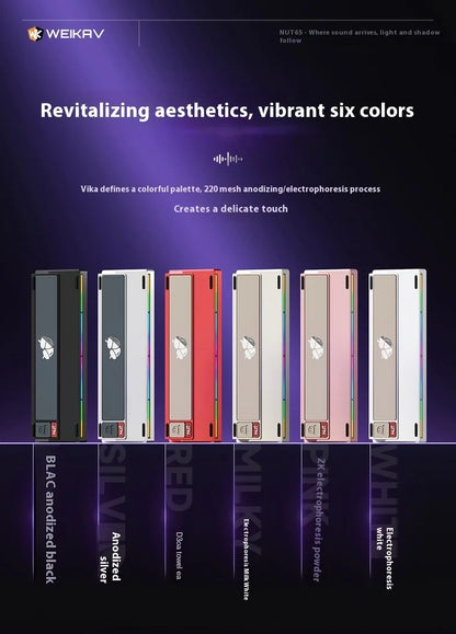 Weikav Nut65 Tri-Mode 6000mAh Mechanical Gaming Keyboard Kit QWERTY Wired/Wireless ARGB Rhythm DIY AO&EP Sound Reactive Lighting