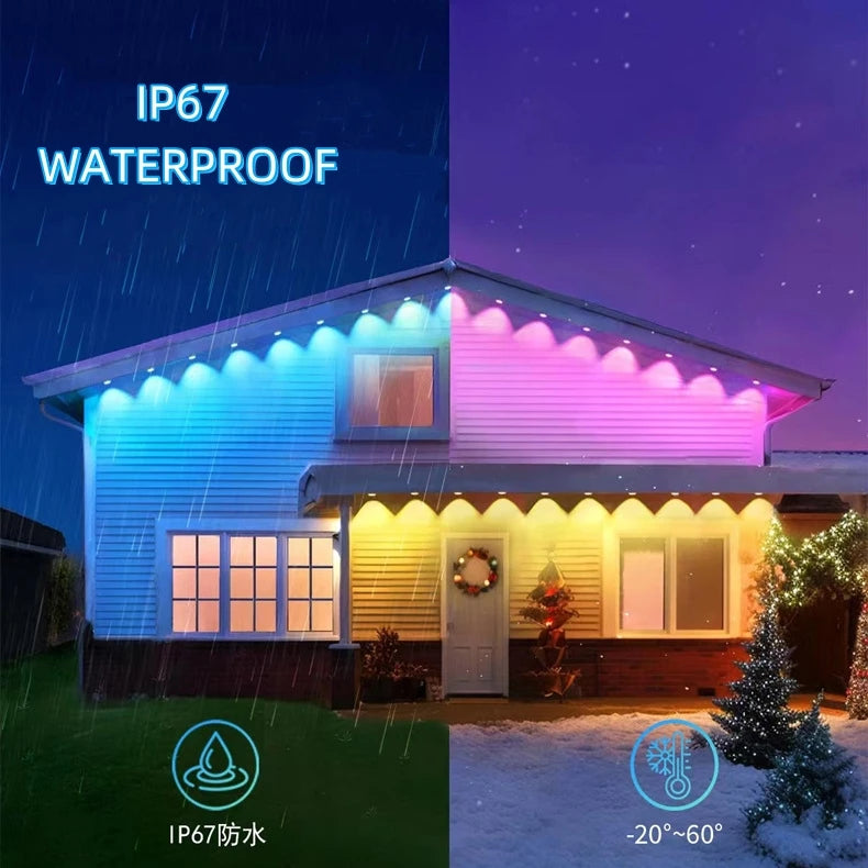 APP Control RGB LED Permanent Outdoor Eaves Light Smart Lighting Remote Voice Control bluetooth Holiday Decoration(72pcs/pack)