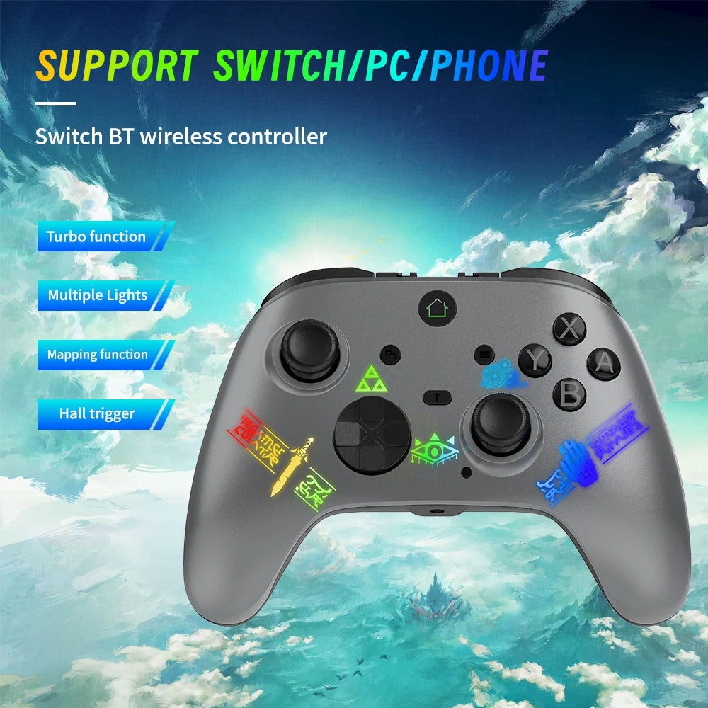 Wireless BT Joystick Gaming Directly Connected PC for N-switch Gaming Controller with Turbo Button and Vibration Motor