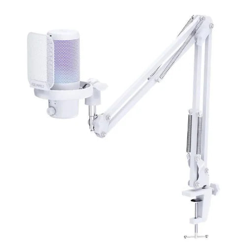 Wholesale FEELWORLD VM1 USB Condenser Gaming Microphone for Streaming Noise Cancellation Mute RGB Light Boom Arm Stand