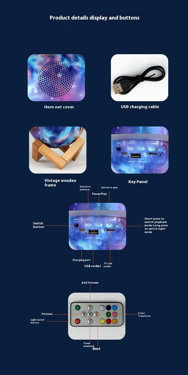 High-End Saturn for Bluetooth Gaming Speakers for Your Girlfriend Color-Changing Night Light Battery-Powered with Gift Included