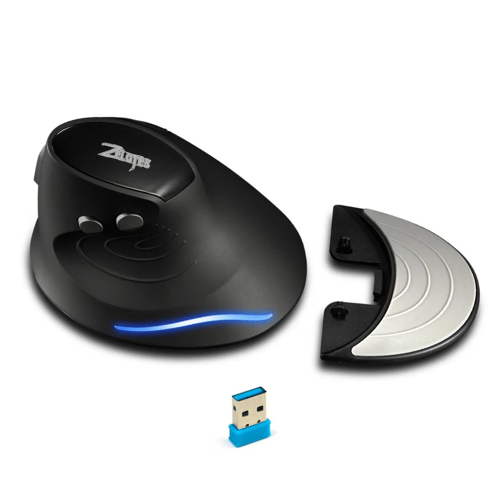 ZELOTES F-17 2.4GHz Wireless Right-Handed Gaming Mouse Vertical Optical Design RGB Backlit 6 Keys with 3 Adjustable DPI