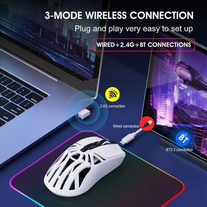 Hot 3 Mode Tri-mode Gaming Mouse Wireless Silent RGB Honeycomb Gaming Mouse Ergonomic 2.4G/BT/Wired E-sports Mice for PC